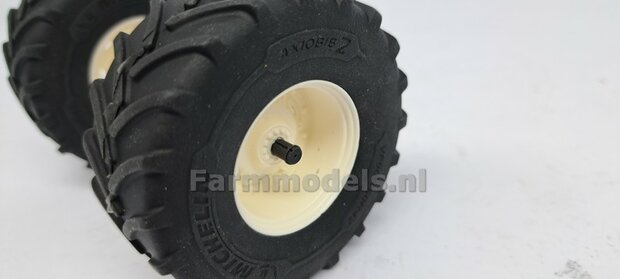 &Oslash; 70.3 x 30.4 mm: JOHN DEERE 8R 410: 2x Michelin Axiobib2 Banden + RESIN Velgen BLANK geleverd 1:32    Farmmodels Premium Line Series  