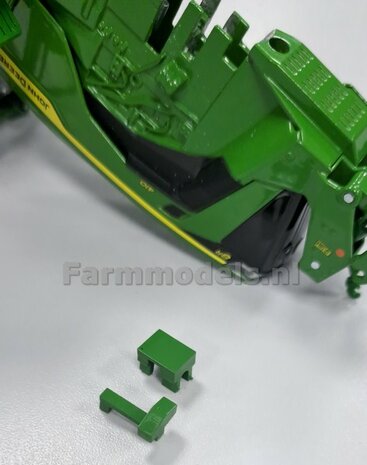 BOUWKIT: John Deere 8R 410 VOORAS VERHOOG SET, RESIN,  John Deere GROEN Gespoten geleverd 1:32    Farmmodels Premium Line Series