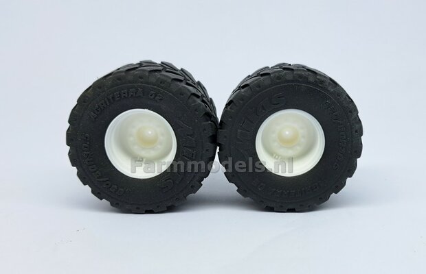 &Oslash; 51.7 mm: 2x Mitas Agriterra 02 Banden met RESIN velgen BLANK Geleverd  1:32   Farmmodels Premium Line Series 