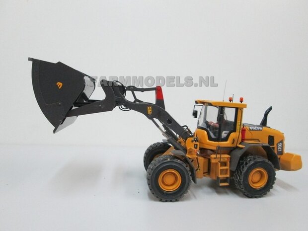 BOUWKIT: BECO Hoogkiepbak  / Volume bak BOUWKIT geschikt voor o.a. snelwissel koppeling 510005 t/m 510095 &amp; Volvo VAB-STD van AT &amp; Claas Torion/ Liebherr L 556 van Wiking modellen1:32 (HTD)