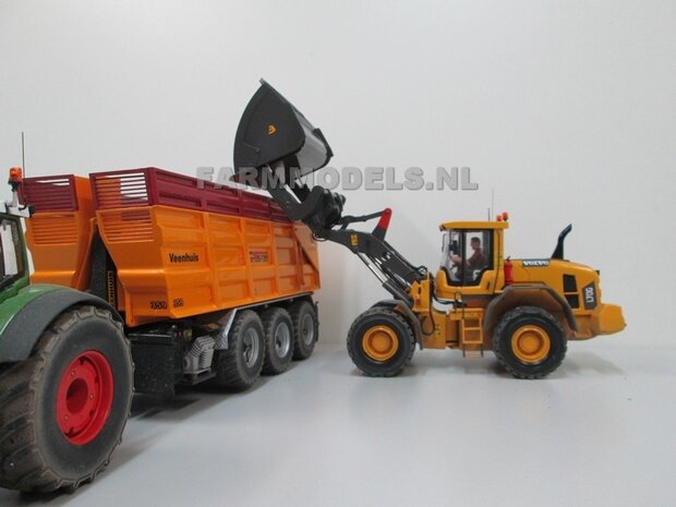 BOUWKIT: BECO Hoogkiepbak  / Volume bak BOUWKIT geschikt voor o.a. snelwissel koppeling 510005 t/m 510095 &amp; Volvo VAB-STD van AT &amp; Claas Torion/ Liebherr L 556 van Wiking modellen1:32 (HTD)