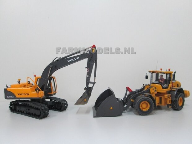 BOUWKIT: BECO Hoogkiepbak  / Volume bak BOUWKIT geschikt voor o.a. snelwissel koppeling 510005 t/m 510095 &amp; Volvo VAB-STD van AT &amp; Claas Torion/ Liebherr L 556 van Wiking modellen1:32 (HTD)