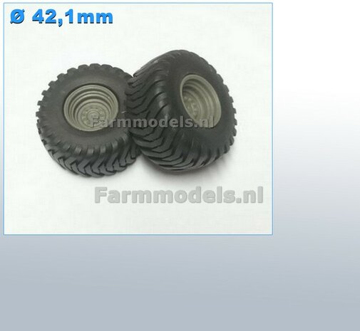 &Oslash; 42.1 x 20.2 mm: 2x Trelleborg banden &quot;NORMAL&quot;  inclusief velgen RESIN, BLANK Geleverd  1:32    04202-2                          
