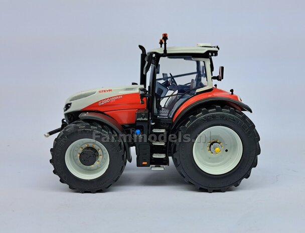 &Oslash; 65.9 x 29.2 mm: STEYR 6280 CVT UH: 2x Brede Banden + ALU. Velgen STEYR WIT Gespoten 1:32 Farmmodels Custom Line Series  