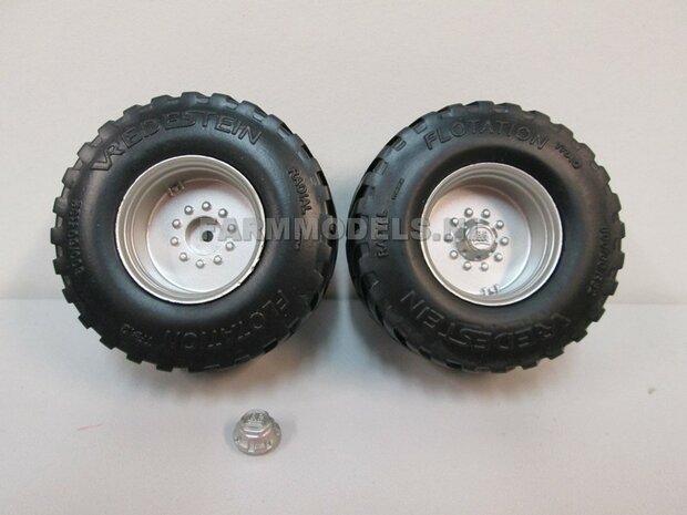 &Oslash; 55.4 mm: JOSKIN MODULO: 2x Vredestein Flotation Trac 800/60 R32 Banden met JOSKIN GEEL gespoten Velgen + 2 OPVULRINGEN  1:32               