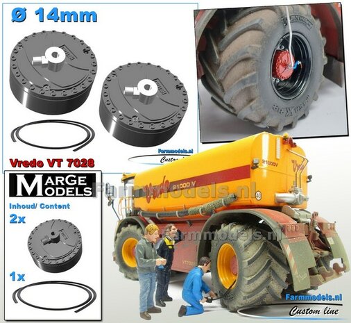 2x Eindvertragingen/ Planeetkappen &Oslash; 14mm incl. LUCHTDRUKWISSELSYSTEEM RESIN BLANK Geleverd 1:32 Farmmodels Premium Line