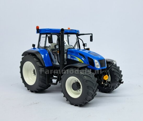 &Oslash; 47 x 20.5 mm: NEW HOLLAND T7550: 2x Brede Banden (nr. 1A) + ALUMINIUM velgen NEW HOLLAND WIT Gespoten geleverd 1:32 Custom Line Series  