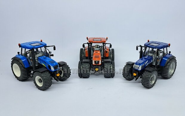 &Oslash; 61 x 25 mm: CASE CS150/ NH T7550/ STEYR 9145: 2x Brede Banden (nr. 2A) + ALUMINIUM velgen BLANK geleverd 1:32 Farmmodels Custom Line Series  
