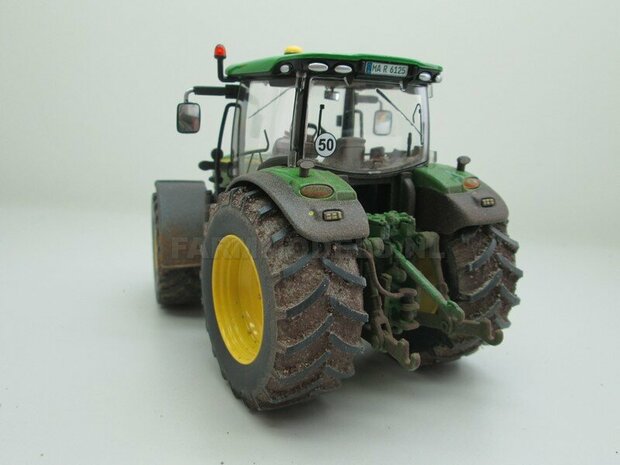 &Oslash; 61 x 25 mm: JOHN DEERE 6125 Wiking: 2x Brede Banden (nr. 2A) + ALUMINIUM velgen BLANK geleverd 1:32 Farmmodels Custom Line Series