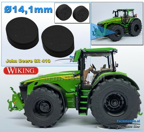2x Eindvertragingen/ Planeetkappen JOHN DEERE 8R t.b.v. Vooras velgen &Oslash; 14.1mm  RESIN  ZWART GLANS Gespoten Geleverd  1:32  Premium Line Series   