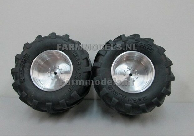 &Oslash; 61.5 x 33 mm: NEW HOLLAND T7.270: 2x LAGEDRUK Banden + ALUMINIUM velgen BLANK geleverd 1:32 Farmmodels Custom Line Series  