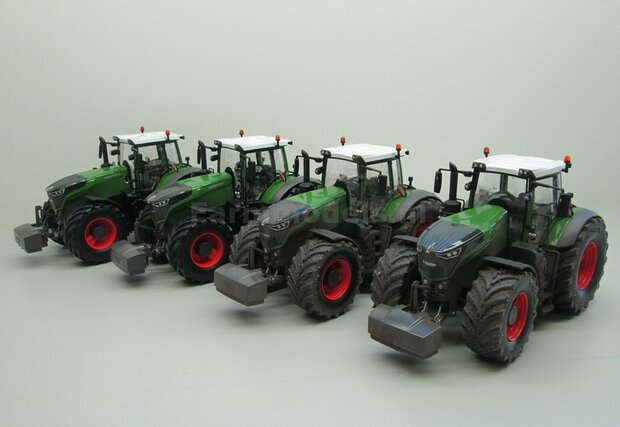 COMBI SET WIT: FENDT 1050 Wiking: 2x &Oslash; 57.8 mm + 2x &Oslash; 71.9 mm BANDEN + WIELGEWICHTEN + SPATBORDEN + LUCHTSYST. + AFDEK KAP voor ombouw Fendt 1050 geschikt voor Fendt 1050 Wiking, 1:32
