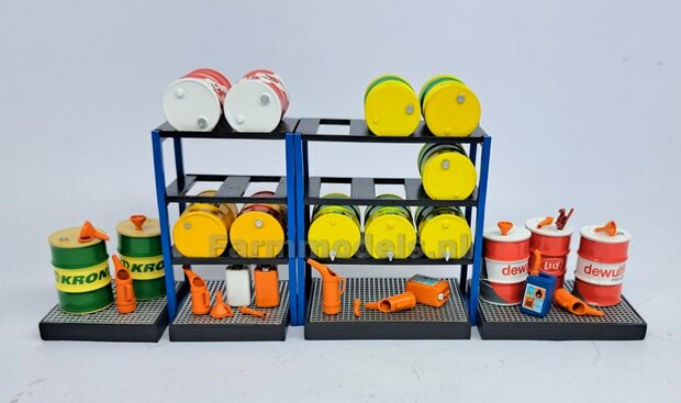 2x KRONE OLIEDRUMS + 3x losse doppen OLIEDRUMS Resin KRONE GEEL gespoten geleverd + KRONE Pr&eacute;-Cut Decal stickersets 1:32