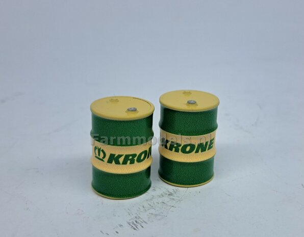 2x KRONE OLIEDRUMS + 3x losse doppen OLIEDRUMS Resin KRONE GEEL gespoten geleverd + KRONE Pr&eacute;-Cut Decal stickersets 1:32