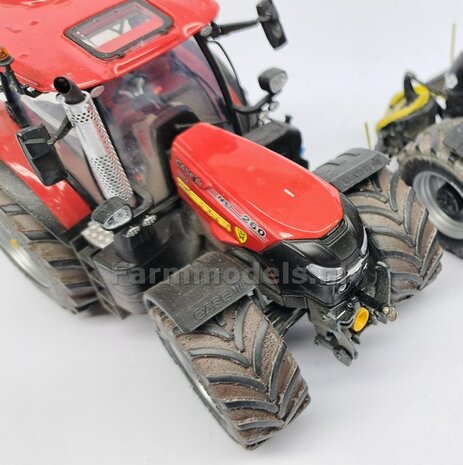 2x CASE IH spatborden 28 mm breed &quot;BIG &Oslash;&quot; Version ZONDER STEUNEN Resin in ZWART RUBBER COMPOUND Gespoten geleverd 1:32