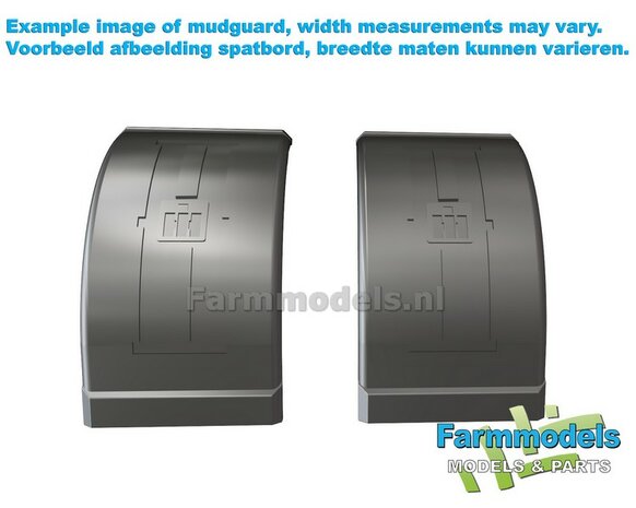 2x CASE IH spatborden 31 mm breed &quot;BIG &Oslash;&quot; Version ZONDER STEUNEN Resin in ZWART RUBBER COMPOUND Gespoten geleverd 1:32