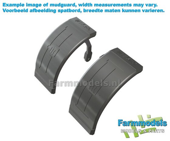 2x CASE IH spatborden 31 mm breed &quot;BIG &Oslash;&quot; Version MET STEUNEN Resin in ZWART RUBBER COMPOUND Gespoten geleverd 1:32