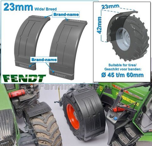 2x FENDT spatborden 23 mm breed &quot;BIG &Oslash;&quot; Version ZONDER STEUNEN RESIN, Blank geleverd 1:32