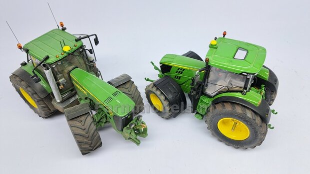 2x JOHN DEERE spatborden 21.5 mm breed &quot;BIG &Oslash;&quot; Version MET STEUNEN Resin in ZWART RUBBER COMPOUND Gespoten geleverd 1:32
