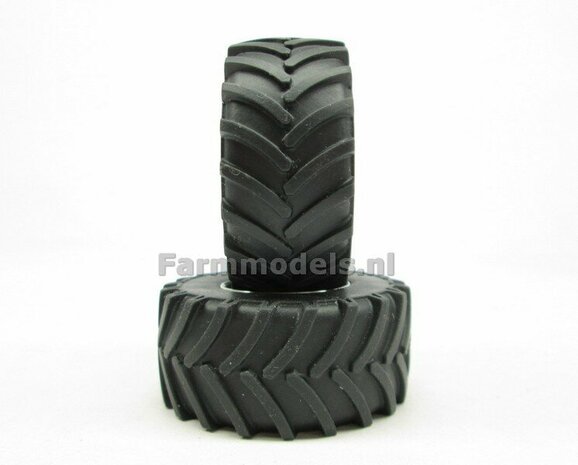 &Oslash; 47 x 20.5 mm: JOHN DEERE 4755/ 4955 SCHUCO: 2x Brede Banden (nr. 1A) + ALUMINIUM velgen BLANK geleverd 1:32 Farmmodels Custom Line Series 