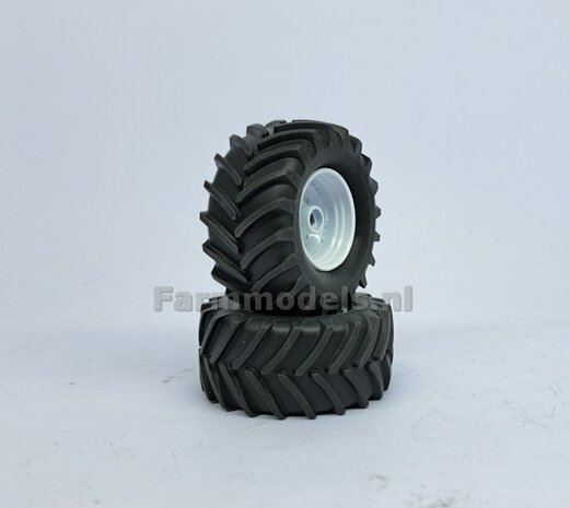 &Oslash; 58.2 mm x &Oslash; 27 mm: UNIVERSEEL: 2x Brede banden + DieCast velgen WIT geleverd 1:32