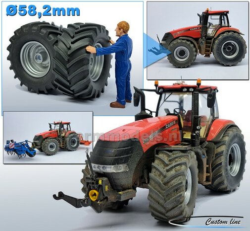 &Oslash; 58.2 mm x &Oslash; 27 mm: UNIVERSEEL: 2x Brede banden + DieCast velgen ALUMINIUM METALIC Gespoten geleverd 1:32