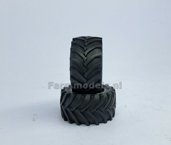 &Oslash; 47.7 x 24.2 mm: Fendt 620 UH: 2x Brede Vooras banden + ALUMINIUM velgen BLANK geleverd 1:32 Farmmodels Custom Line Series 