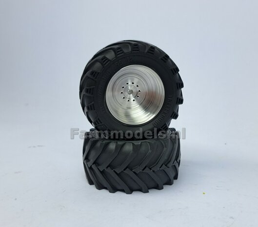 &Oslash; 61.7x 29.9 mm: Fendt 620 UH: 2x Brede banden + ALUMINIUM velgen BLANK geleverd 1:32 Farmmodels Custom Line Series 