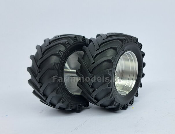 &Oslash; 61.7x 29.9 mm: Fendt 620 UH: 2x Brede banden + ALUMINIUM velgen BLANK geleverd 1:32 Farmmodels Custom Line Series 