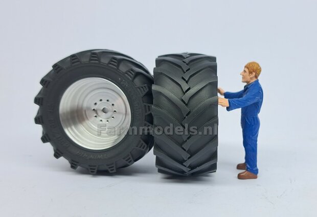 &Oslash; 61.7x 29.9 mm: Fendt 620 UH: 2x Brede banden + ALUMINIUM velgen BLANK geleverd 1:32 Farmmodels Custom Line Series 