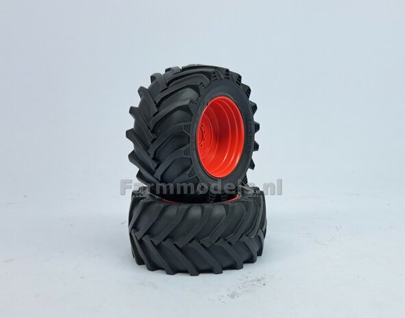 &Oslash; 61.7x 29.9 mm: Fendt 620 UH: 2x Brede banden + ALUMINIUM velgen FENDT ROOD Gespoten geleverd 1:32 Farmmodels Custom Line Series 