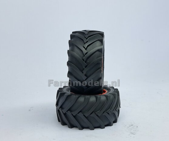 &Oslash; 61.7x 29.9 mm: Fendt 620 UH: 2x Brede banden + ALUMINIUM velgen FENDT ROOD Gespoten geleverd 1:32 Farmmodels Custom Line Series 
