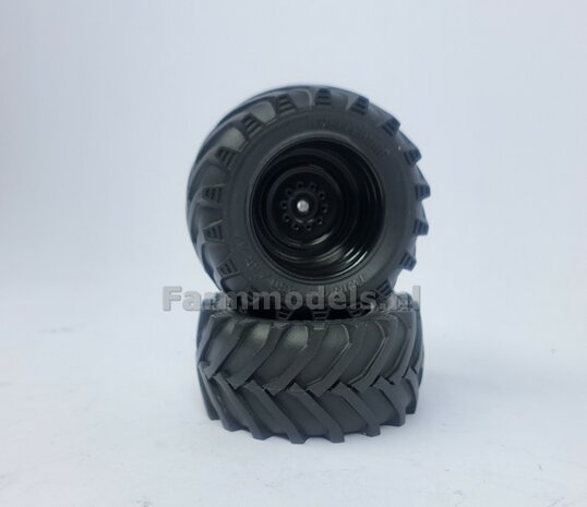 &Oslash; 61.7x 29.9 mm: Fendt 620 UH: 2x Brede banden + ALUMINIUM velgen ZWART GLANS Gespoten geleverd 1:32 Farmmodels Custom Line Series 