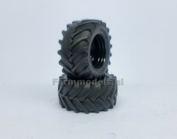 &Oslash; 61.7x 29.9 mm: Fendt 620 UH: 2x Brede banden + ALUMINIUM velgen ZWART GLANS Gespoten geleverd 1:32 Farmmodels Custom Line Series 