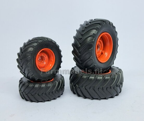COMBI SET: 2x &Oslash; 50.4 mm + 2x &Oslash; 64.8 mm: CLAAS 900 JAGUAR MargeModels Bandenset  Voor- + achteras 1:32 