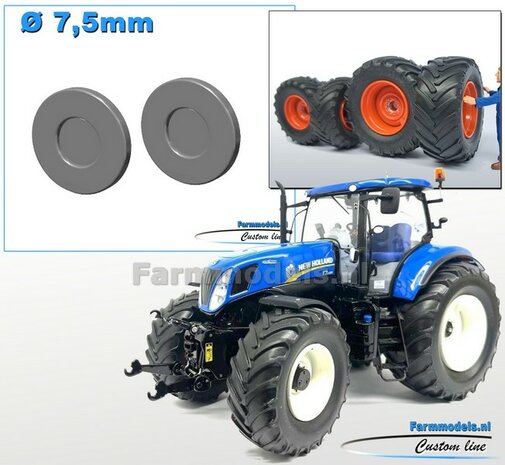 2x Afdekplaat &Oslash; 7.5 mm  RESIN BLANK Geleverd 1:32 Farmmodels Custom Line