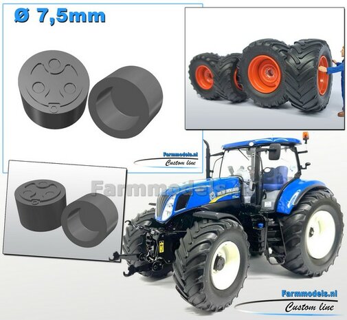 2x CASE IH/ NH Eindvertragingen/ Planeetkappen &Oslash; 7.5 mm  RESIN BLANK Geleverd 1:32 Farmmodels Custom Line