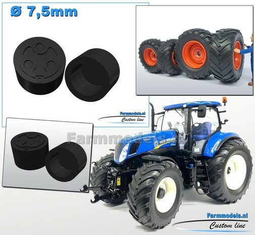 2x CASE IH/ NH Eindvertragingen/ Planeetkappen &Oslash; 7.5 mm  Resin ANTRACIET gespoten geleverd 1:32 Farmmodels Custom Line