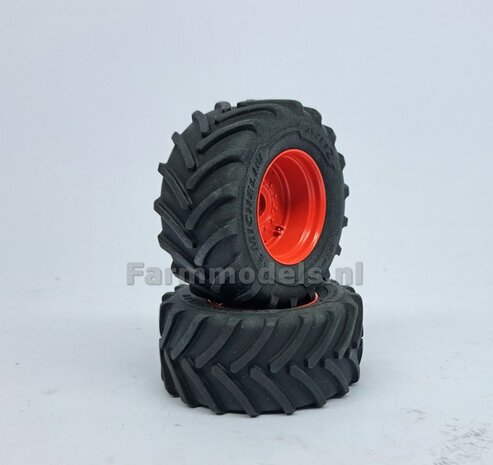 &Oslash; 70.6 x 30.4 mm: FENDT 942 Wiking: 2x Michelin Axiobib2 Banden + RESIN Velgen FENDT ROOD Gespoten geleverd 1:32    Farmmodels Premium Line Series  HALF MEI 2025 LEVERBAAR
