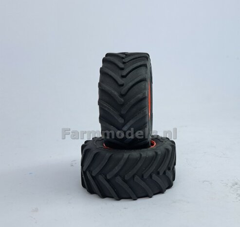 &Oslash; 70.6 x 30.4 mm: FENDT 942 Wiking: 2x Michelin Axiobib2 Banden + RESIN Velgen FENDT ROOD Gespoten geleverd 1:32    Farmmodels Premium Line Series  HALF MEI 2025 LEVERBAAR