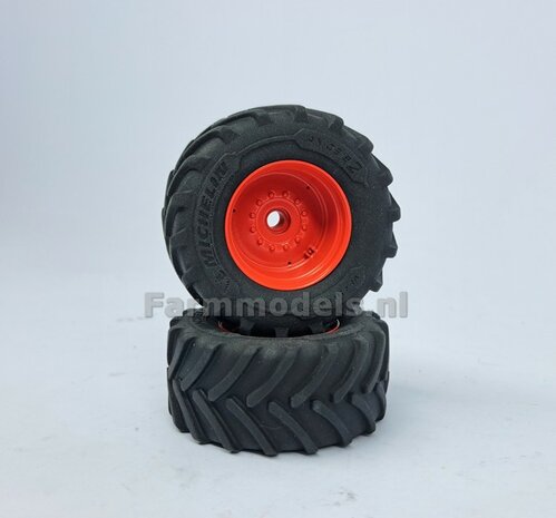 &Oslash; 70.6 x 30.4 mm: FENDT 942 Wiking: 2x Michelin Axiobib2 Banden + RESIN Velgen FENDT ROOD Gespoten geleverd 1:32    Farmmodels Premium Line Series  HALF MEI 2025 LEVERBAAR