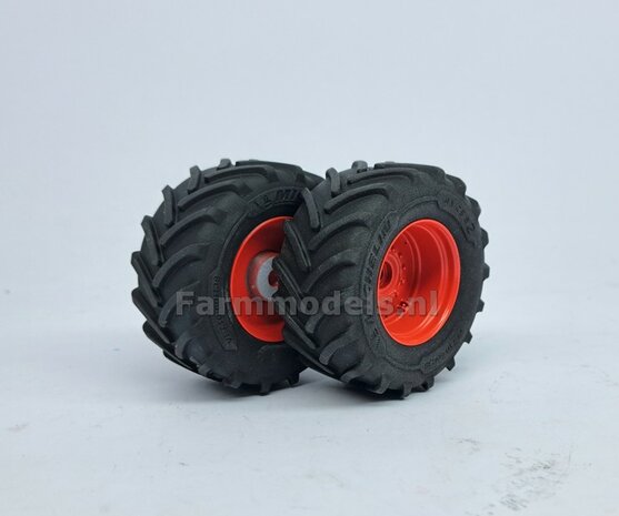 &Oslash; 70.6 x 30.4 mm: FENDT 942 Wiking: 2x Michelin Axiobib2 Banden + RESIN Velgen FENDT ROOD Gespoten geleverd 1:32    Farmmodels Premium Line Series  HALF MEI 2025 LEVERBAAR