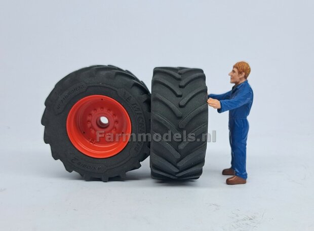 &Oslash; 70.6 x 30.4 mm: FENDT 942 Wiking: 2x Michelin Axiobib2 Banden + RESIN Velgen FENDT ROOD Gespoten geleverd 1:32    Farmmodels Premium Line Series  HALF MEI 2025 LEVERBAAR