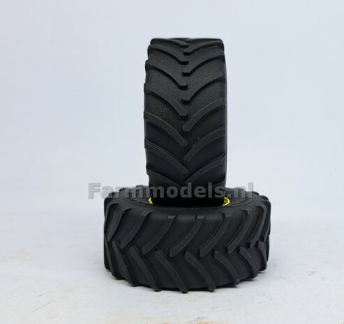 &Oslash; 56.7 x 26.1 mm: 2x Michelin Axiobib2 Banden ZONDER Velgen. Velggat band ong.: &Oslash; 30.8 mm   1:32    Farmmodels  Premium Line Series  HALF MEI 2025 LEVERBAAR