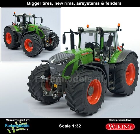 VERBOUWD: FENDT 942 Wiking met MICHELIN Axiobib2 Banden, RODE velgen &amp; VarioGrip, eindvertragingen en spatborden voor- &amp; achteras 1:32 077865-REB-RED  MEI 2025