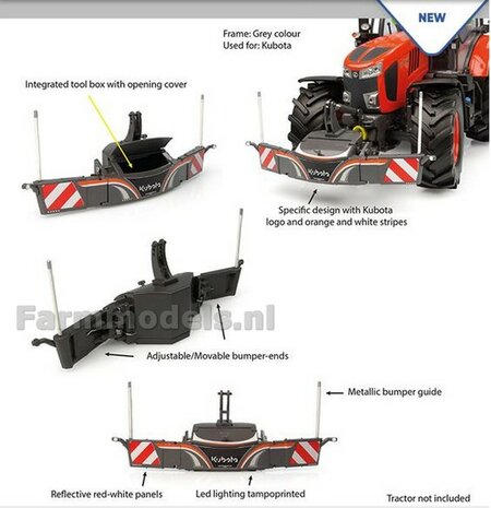 KUBOTA Tractor bumper Safetyweight 800kg Universal Hobbies, geschikt voor diverse merken 1:32 UH6785     