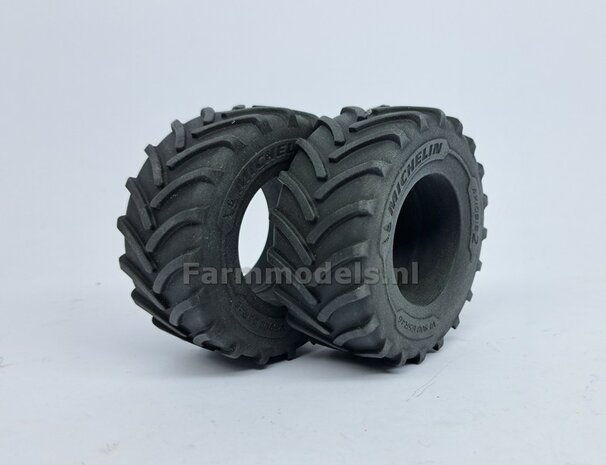&Oslash; 70.6 x 30.4 mm: 2x Michelin Axiobib2 Banden ZONDER Velgen. Velggat band ong.: &Oslash; 36.6 mm   1:32    Farmmodels  Premium Line Series  