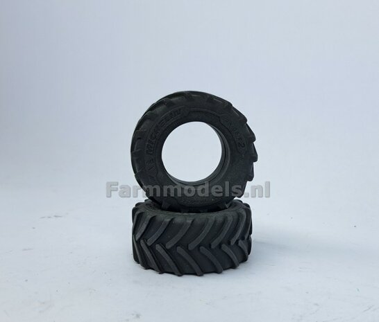 &Oslash; 56.7 x 26.1 mm: 2x Michelin Axiobib2 Banden ZONDER Velgen. Velggat band ong.: &Oslash; 30.8 mm   1:32    Farmmodels  Premium Line Series  