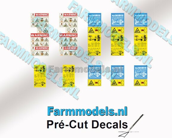 Gevarensticker set voor bijv. aftakas 1:32 Farmmodels.nl