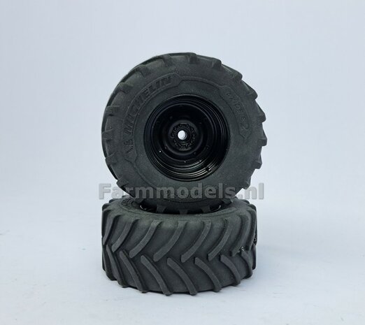 &Oslash; 70.6 x 30.4 mm: FENDT 942 Wiking: 2x Michelin Axiobib2 Banden + RESIN Velgen ZWART GLANS Gespoten geleverd 1:32    Farmmodels Premium Line Series 